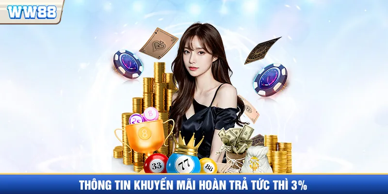 Thông tin chương trình hoàn trả tức thì 3% từ WW88